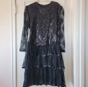 Vintage Sue Wong Sequin Dress Dark Academia Wednesday Adams Y2K Goth Vamp whimsy